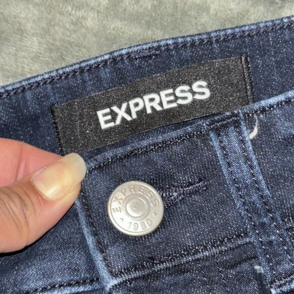 Y2K Express Shortie Relaxed Low Rise Denim Shorts Women's 00 Striped Pockets - Picture 7 of 7